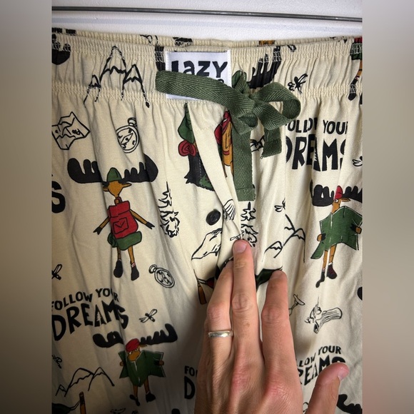 Lazy one Pajama Pants Drawstring Novelty Print Pull on elastic waist M Cotton - Picture 5 of 13